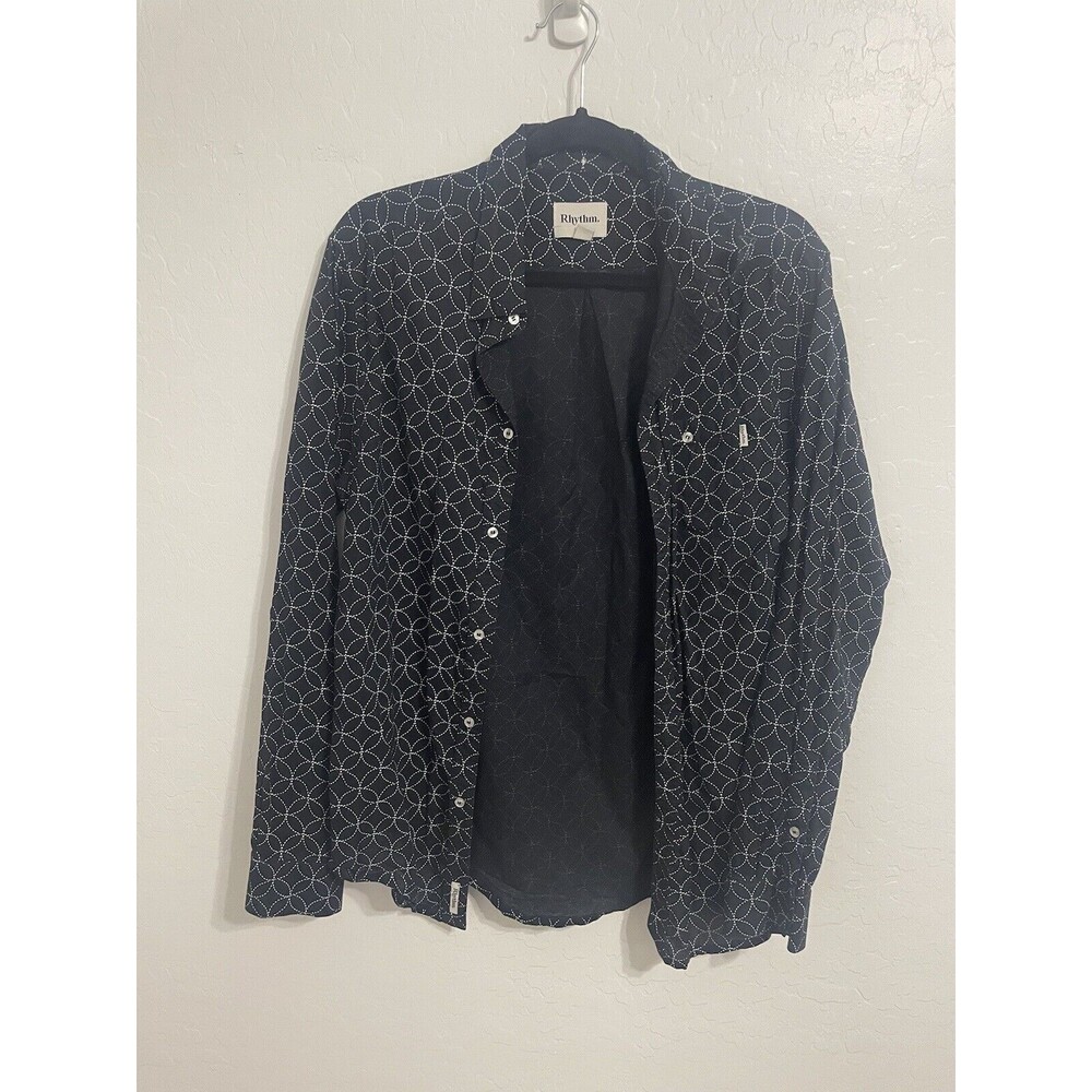 Rhythm Classic Linen LS Button Down Shirt - Black - Large (F)